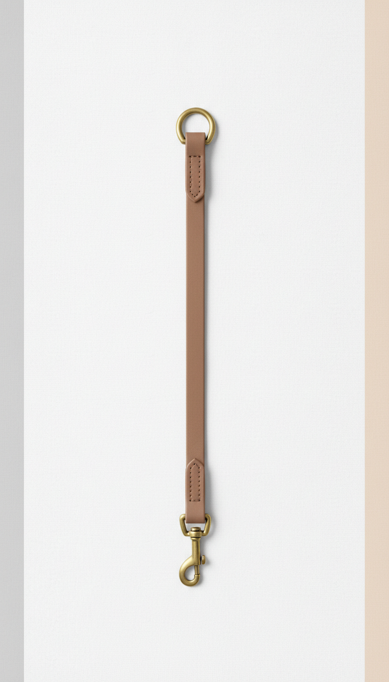Warm taupe leather dog leash