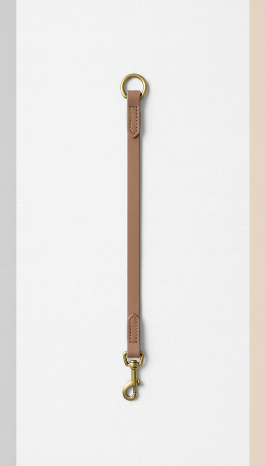 Warm taupe leather dog leash